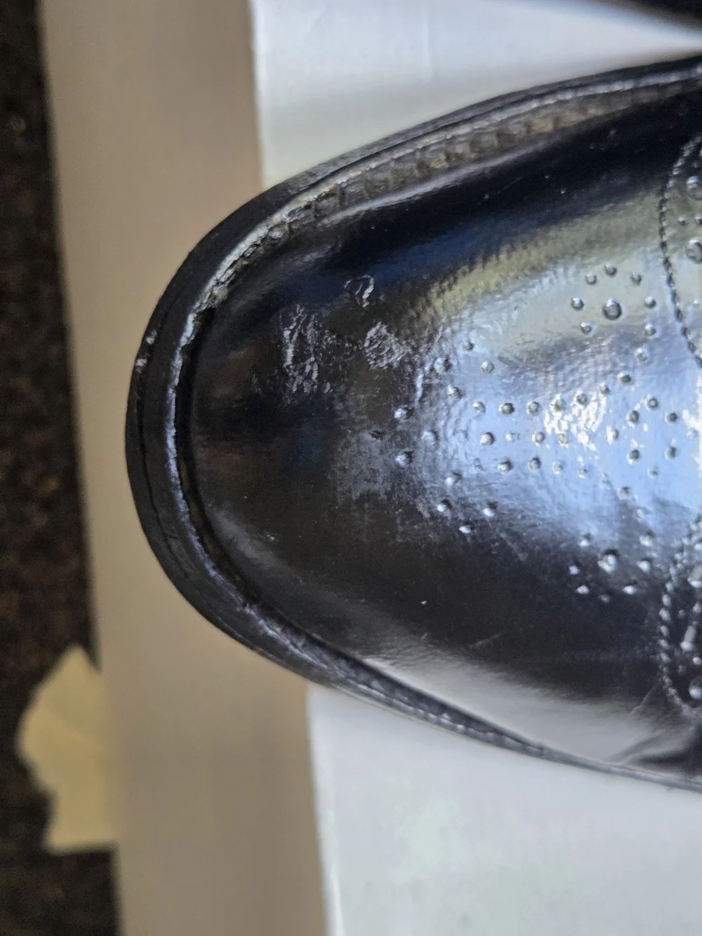 Classic Black Leather Wingtip Derby Shoes
